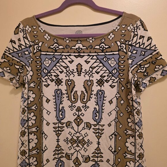 Tory Burch Pima Cotton Short Sleeve Multicolor Shift Dress M - Picture 2 of 4